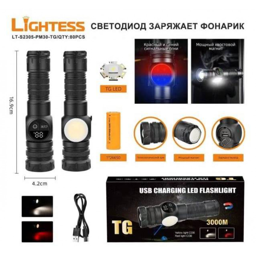 Фонарь ручной Lightess LT-S2305-PM30-TG alt