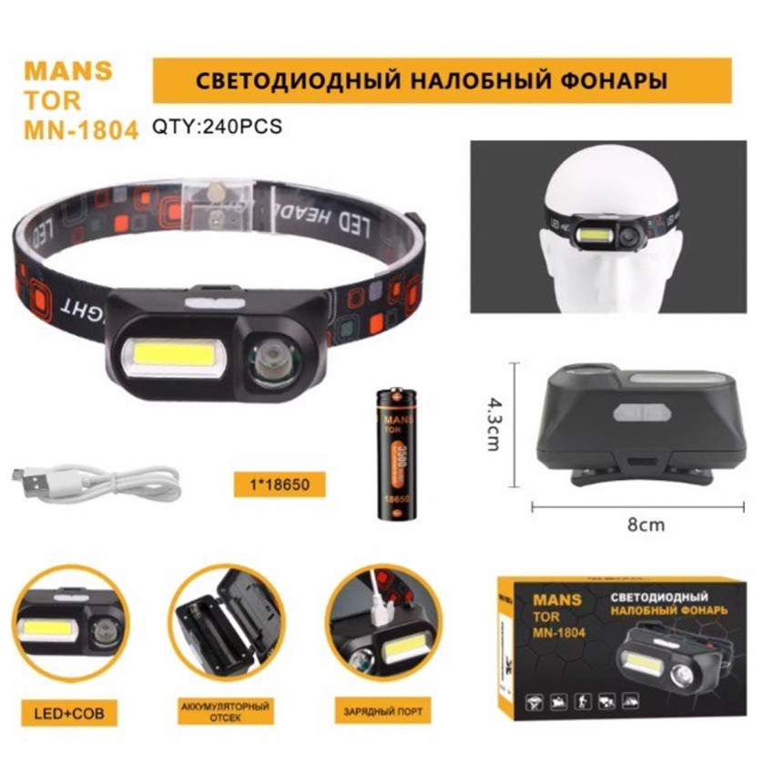 Налобный фонарь MANSTOR MN-1804 alt