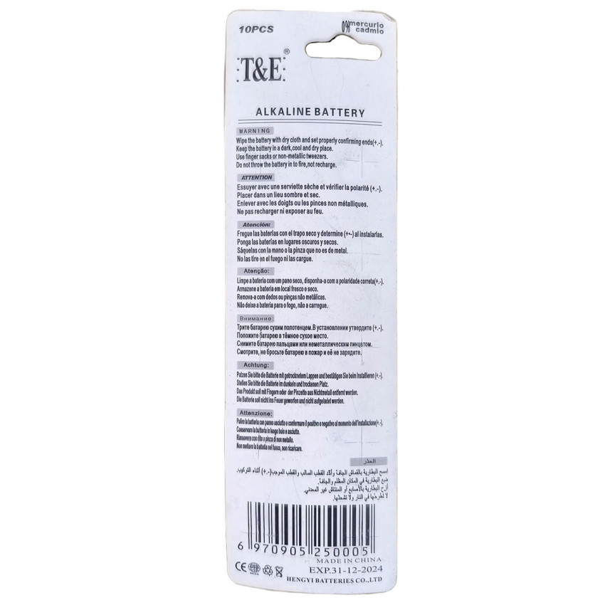 Батарейки T&E 379A, CX521A, CX63, C30SW, 1.55V  - 10шт alt